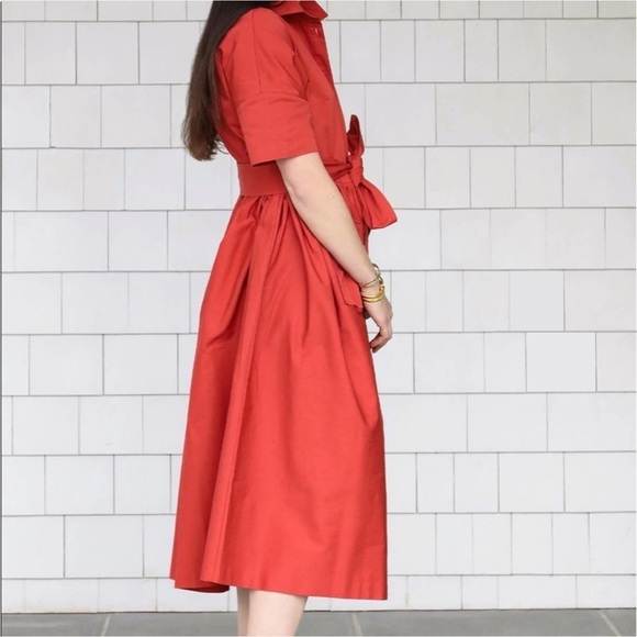 Daphne Wilde Brent Shirt Dress Size 2 (M/L) Oversized Cotton Red Orange Midi EUC - Picture 9 of 10